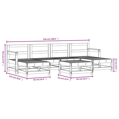 7 pcs conjunto lounge de jardim pinho maciço branco