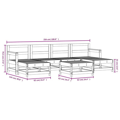 7 pcs conjunto lounge de jardim pinho maciço branco