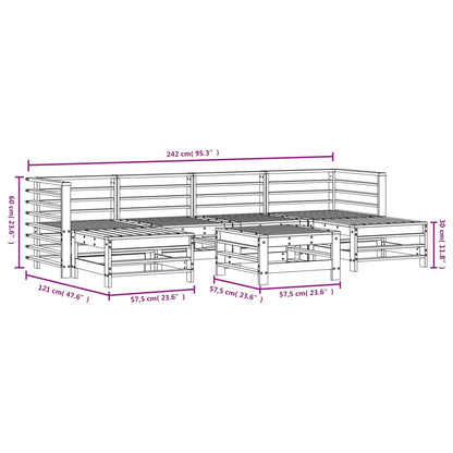 7 pcs conjunto lounge de jardim pinho maciço