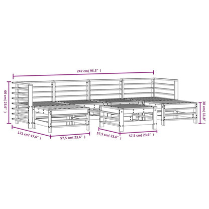 7 pcs conjunto lounge de jardim madeira de pinho impregnada