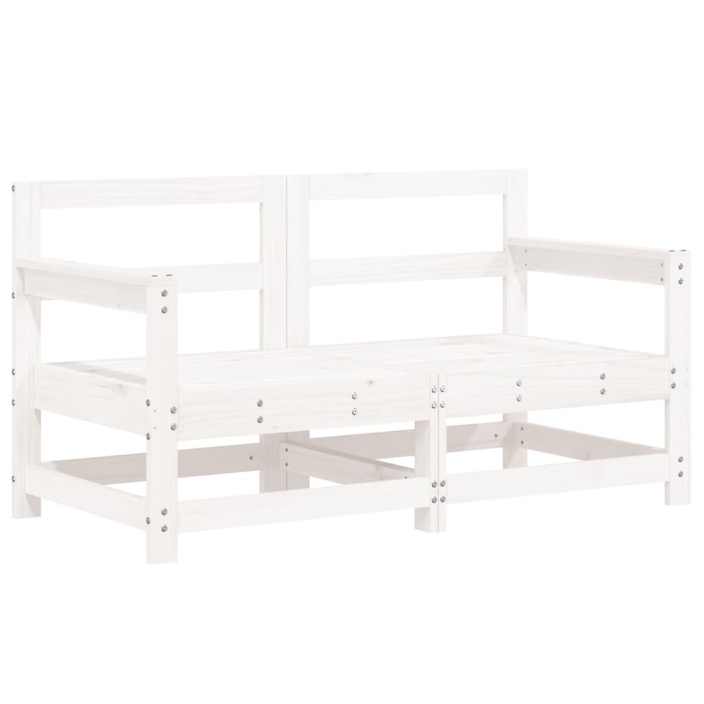 7 pcs conjunto lounge de jardim pinho maciço branco
