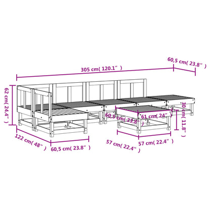 7 pcs conjunto lounge de jardim pinho maciço