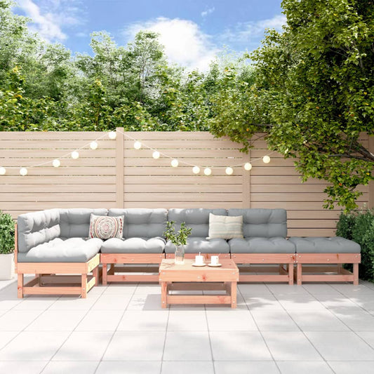 7 pcs conjunto lounge de jardim madeira de douglas maciça