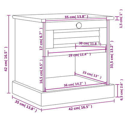 Mesa de cabeceira VIGO 42x35x42 cm pinho maciço branco