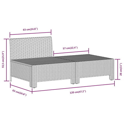 10 pcs conjunto lounge de jardim c/ almofadões vime PE cinzento
