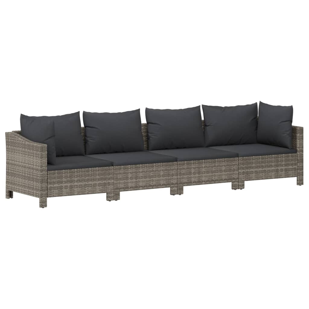 10 pcs conjunto lounge de jardim c/ almofadões vime PE cinzento