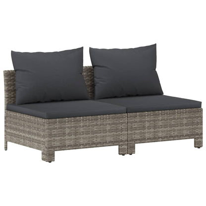 10 pcs conjunto lounge de jardim c/ almofadões vime PE cinzento