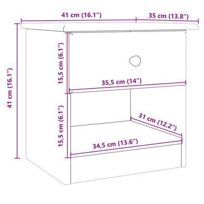 HIGH bedside table 41x35x41 cm solid pine white