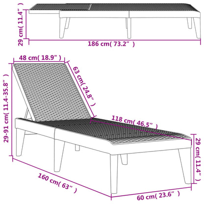 Sun lounger 186x60x29 cm PP grey