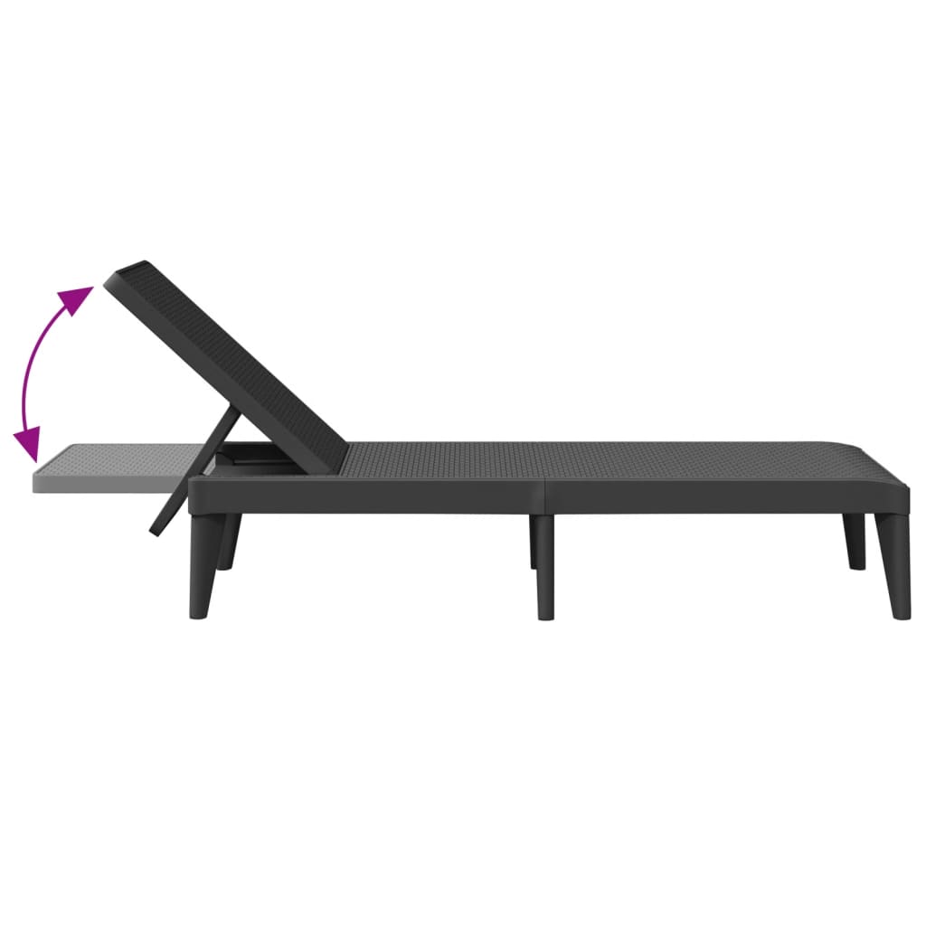 Sun lounger 186x60x29 cm PP anthracite