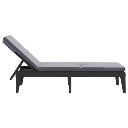 Sun lounger with cushion 186x60x29 cm PP anthracite