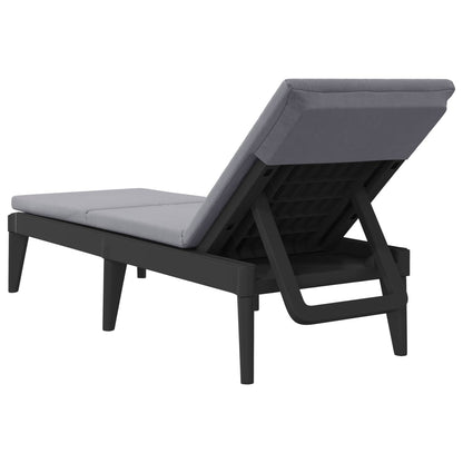 Sun lounger with cushion 186x60x29 cm PP anthracite