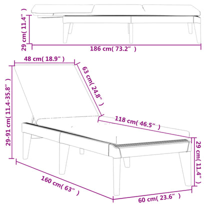 Sun lounger with cushion 186x60x29 cm PP anthracite