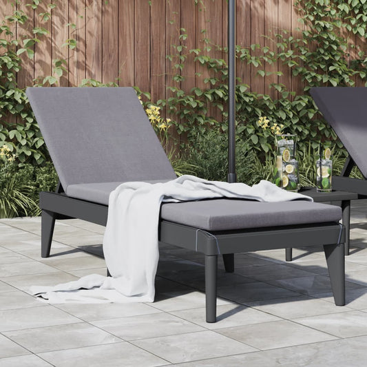 Sun lounger with cushion 186x60x29 cm PP anthracite