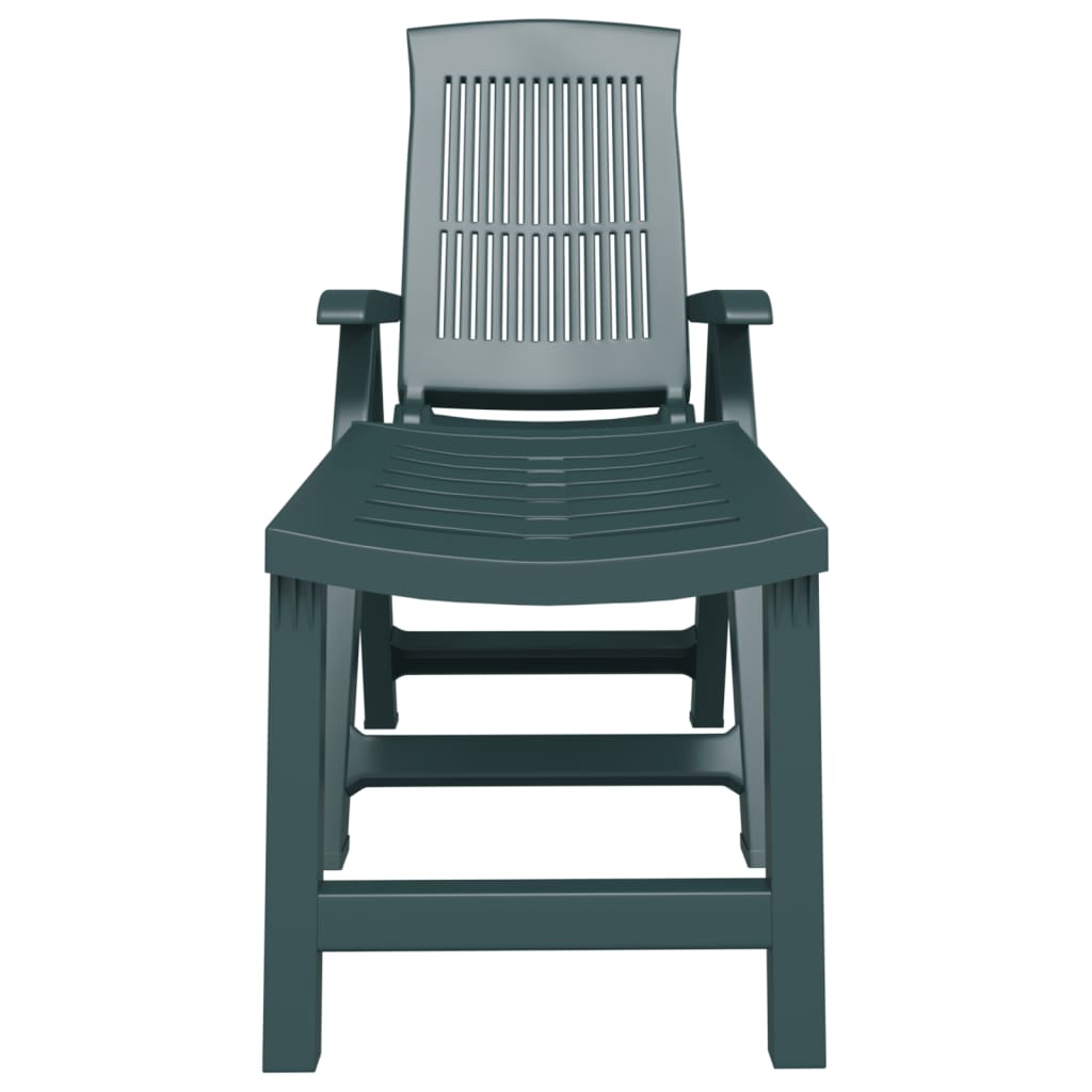 Green plastic sun lounger