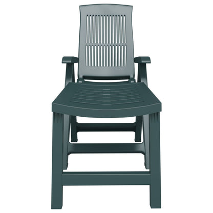Green plastic sun lounger