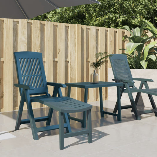 Green plastic sun lounger