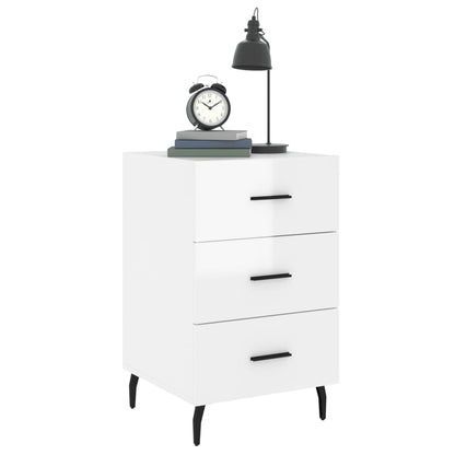 Mesa de cabeceira 40x40x66cm derivados madeira branco brilhante