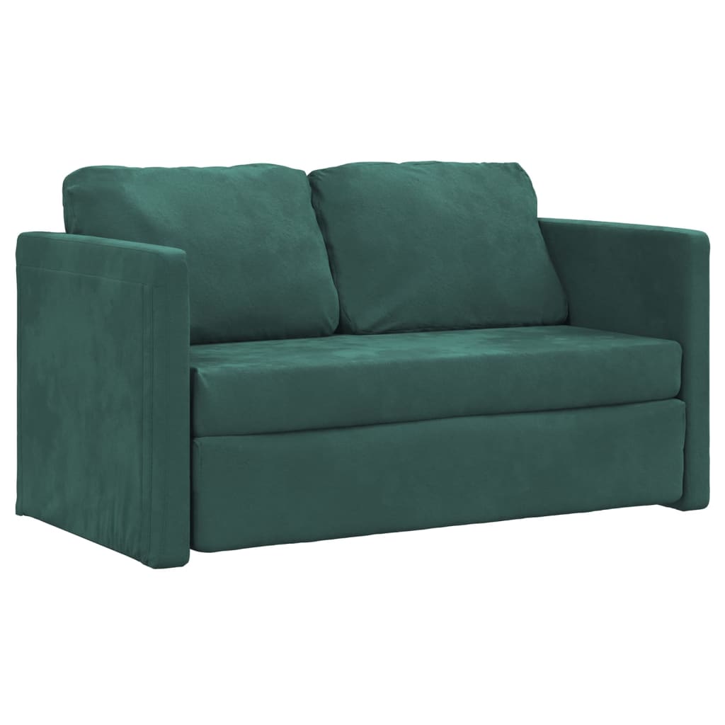 Sofá-cama sem pés 122x204x55 cm veludo verde-escuro