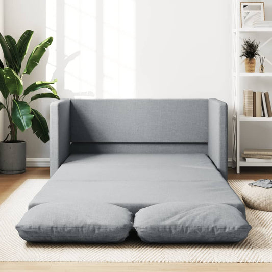 Sofá-cama sem pés 112x174x55 cm tecido cinzento-claro