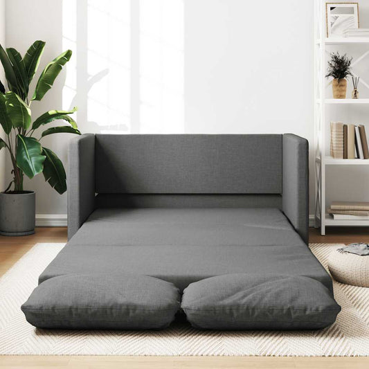 Sofá-cama sem pés 112x174x55 cm tecido cinzento-escuro