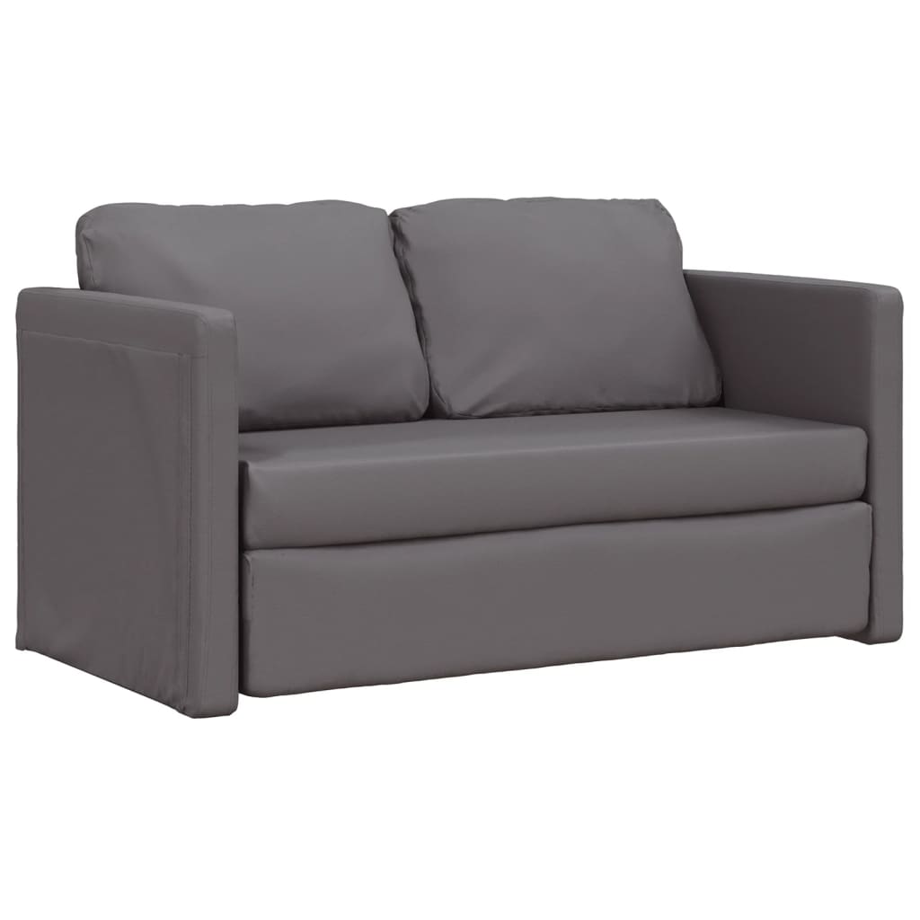 Sofa bed without legs 112x174x55 cm grey faux leather