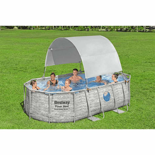 White above ground pool canopy
