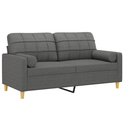 Sofá 2 lugares +almofadas decorativas 140cm tecido cinza-escuro