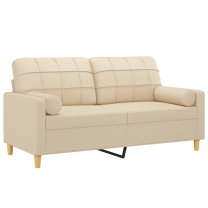 2-seater sofa + decorative cushions 140 cm cream-colored fabric