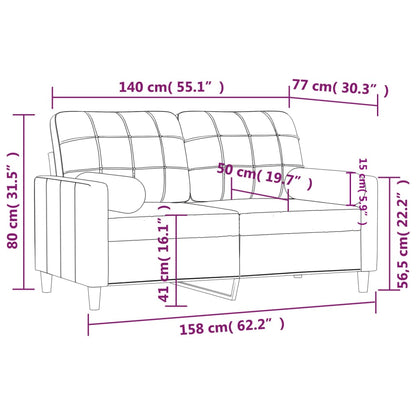 2-seater sofa + decorative cushions 140 cm cream-colored fabric