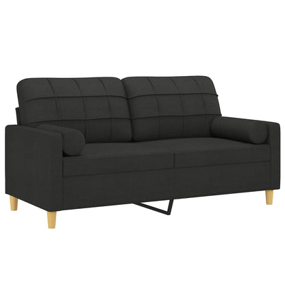 Sofá 2 lugares + almofadas decorativas 140 cm tecido preto