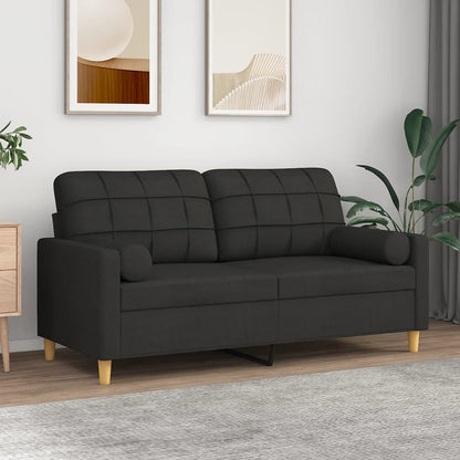 Sofá 2 lugares + almofadas decorativas 140 cm tecido preto