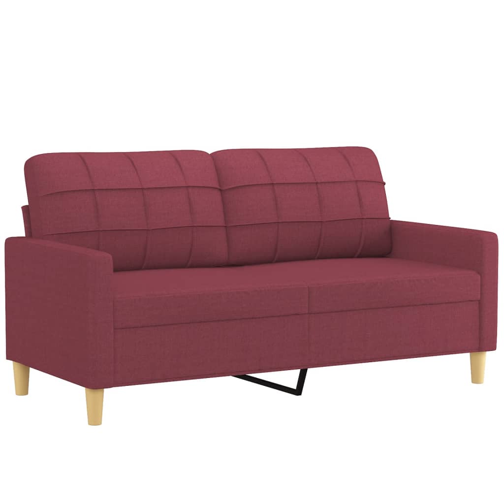 Sofá 2 lug. + almofadas decorativas 140cm tecido vermelho tinto
