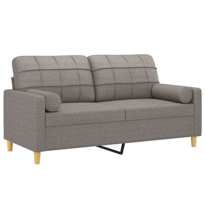 Sofá 2 lug. +almofadas decoração 140cm tecido cinza-acastanhado