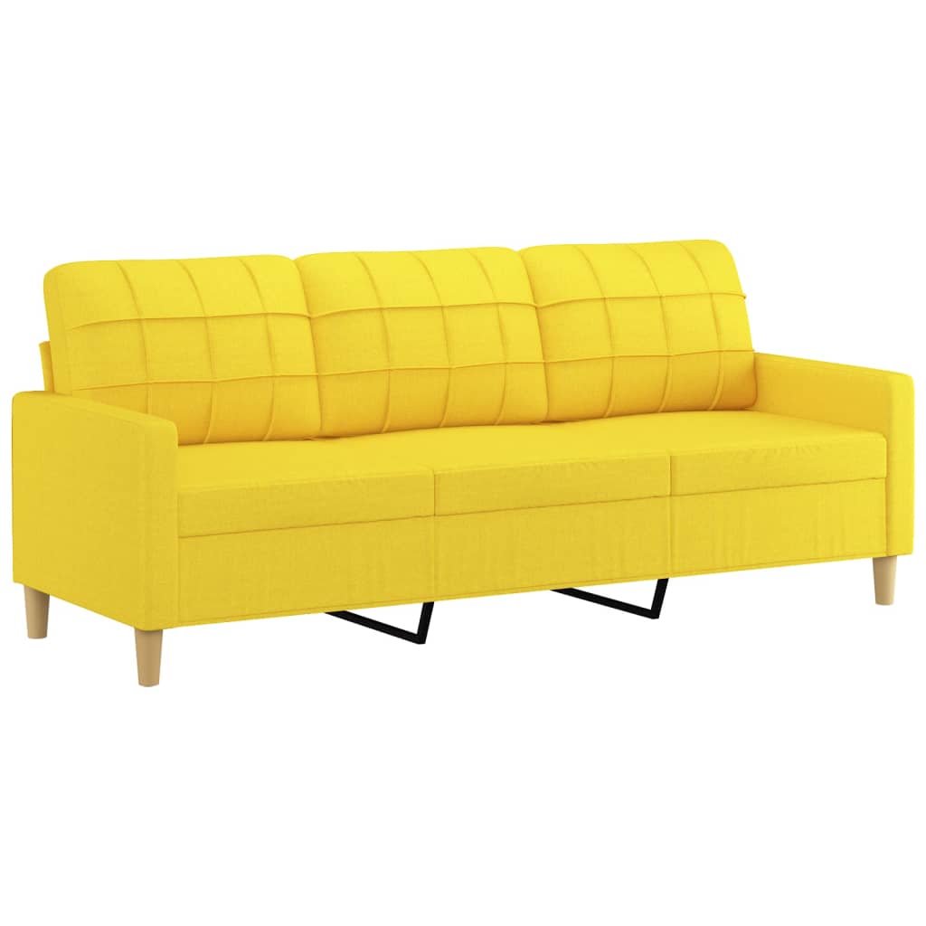Sofá 3 lugares + almofadas decoração 180cm tecido amarelo-claro