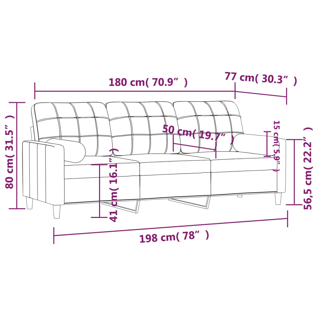 Sofá 3 lugares + almofadas decoração 180cm tecido amarelo-claro