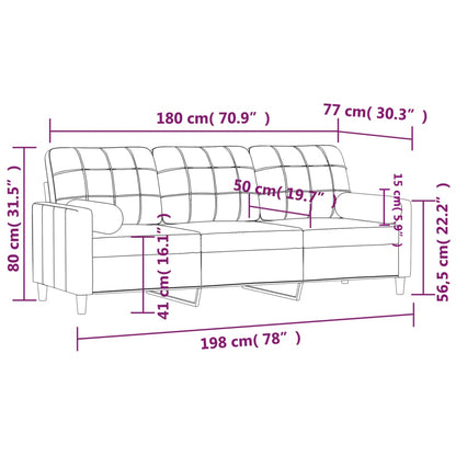 Sofá 3 lugares + almofadas decoração 180cm tecido amarelo-claro