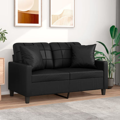 Sofá 2 lugares + almofadas decorativas 120cm couro artif. preto