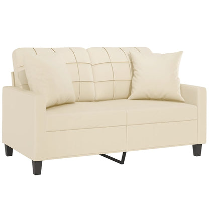 Sofá 2 lugares + almofadas decorativas 120cm couro artif. creme
