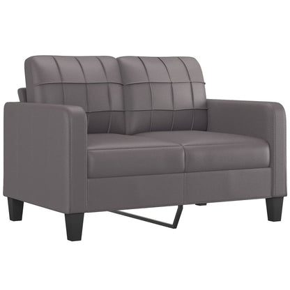 Sofá 2 lugares + almofadas decorativas 120cm couro artif. cinza