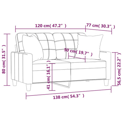 Sofá 2 lugares + almofadas decorativas 120cm couro artif. cinza