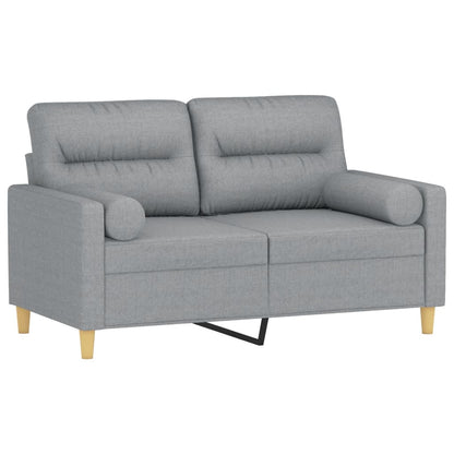 Sofá 2 lugares + almofadas decorativas 120cm tecido cinza-claro