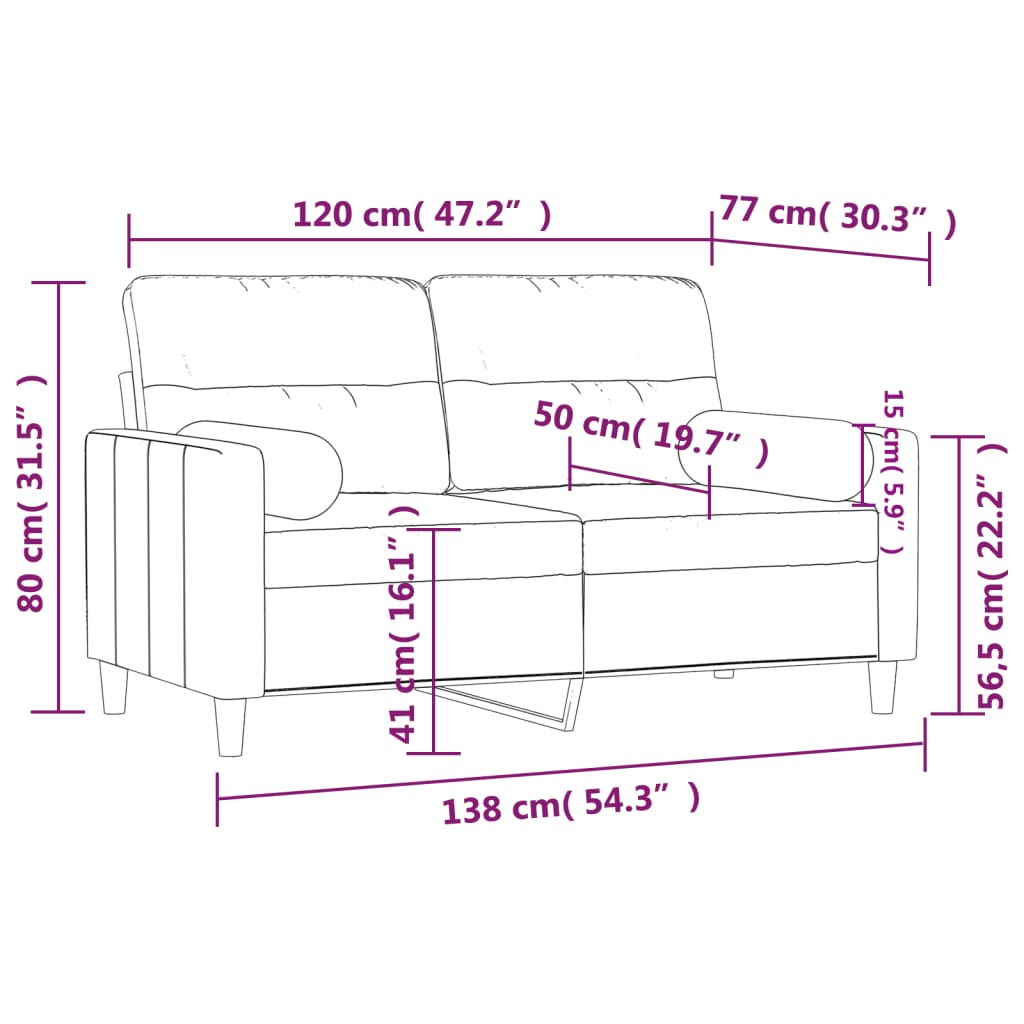 Sofá 2 lugares +almofadas decorativas 120cm tecido cinza-escuro