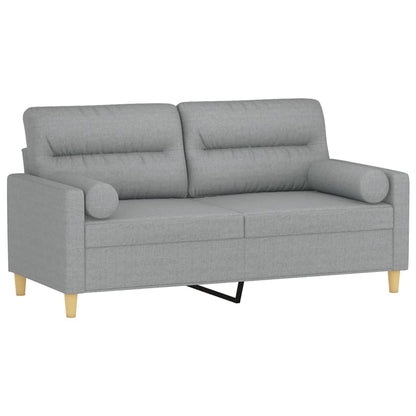 2-seater sofa + decorative cushions 140cm light grey fabric