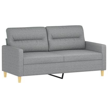 2-seater sofa + decorative cushions 140cm light grey fabric