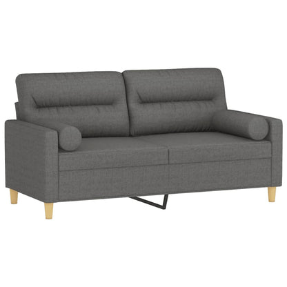 Sofá 2 lugares +almofadas decorativas 140cm tecido cinza-escuro