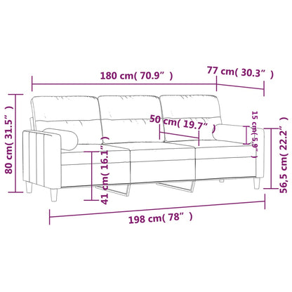 Sofá 3 lugares + almofadas decoração 180 cm tecido cinza-escuro