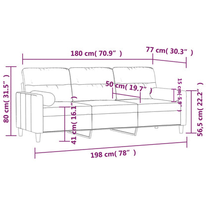 Sofá 3 lugares + almofadas decorativas 180 cm tecido preto