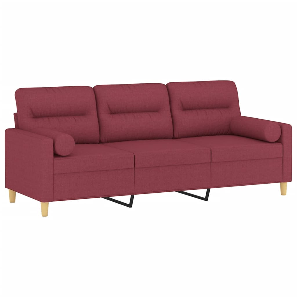 Sofá 3 lug. + almofadas decorativas 180cm tecido vermelho tinto