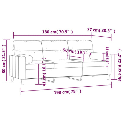 Sofá 3 lug. + almofadas decorativas 180cm tecido vermelho tinto